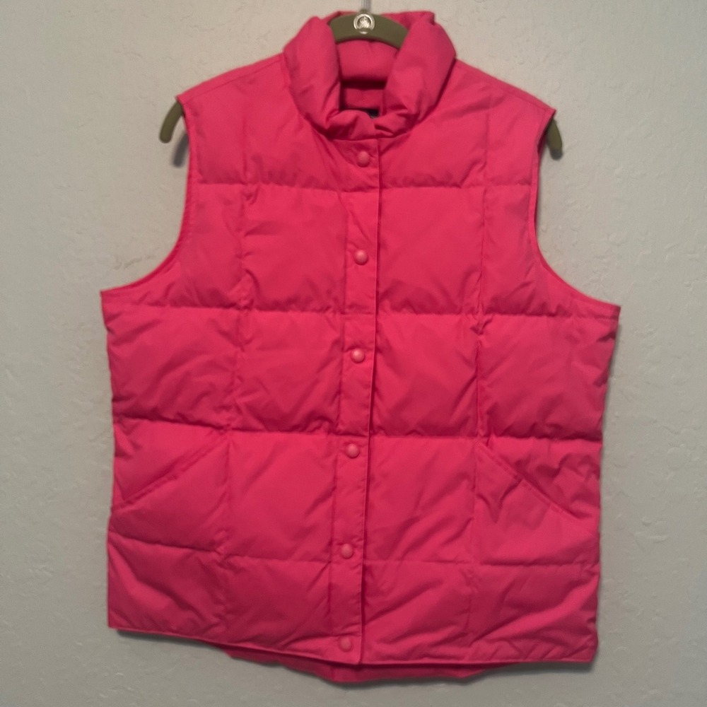 Lands End Puffer Vest Womens Goose Outerwear Quilted Down Pink Medium 1012